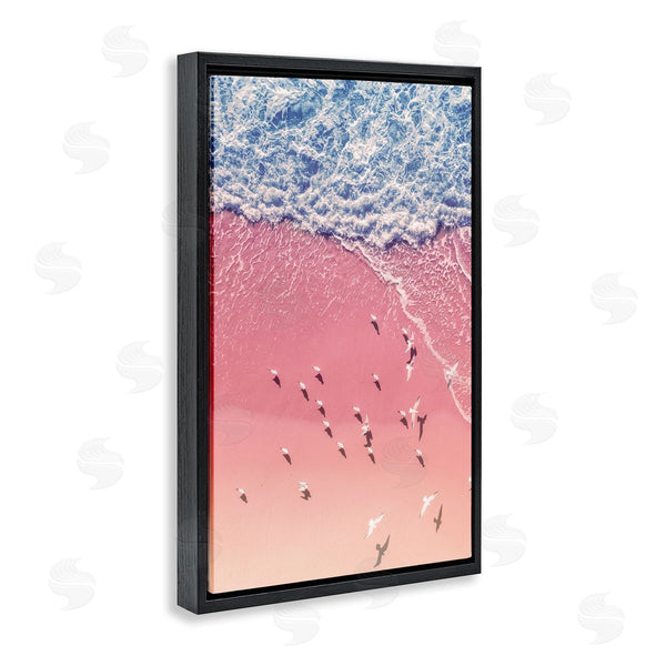 Stupell Industries Nataly White | Aerial Seagulls Pink Beach Wall Art