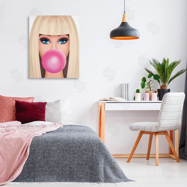 Stupell Industries Nataly White | Blonde Girl & Bubblegum Wall Art