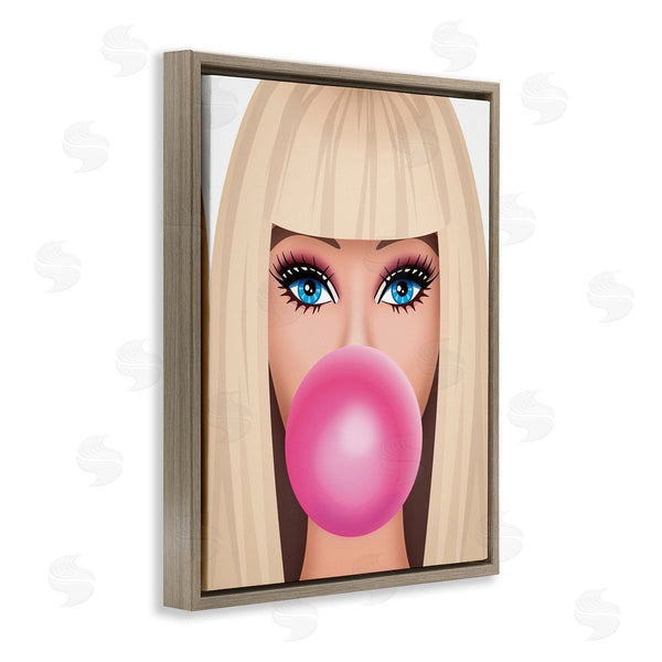 Stupell Industries Nataly White | Blonde Girl & Bubblegum Wall Art