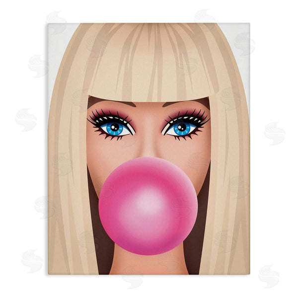 stupell industries Nataly White | Blonde Girl & Bubblegum Wall Art