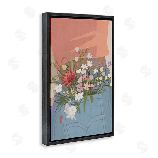 Stupell Industries Nataly White | Flowers In Jeans Pocket Wall Art