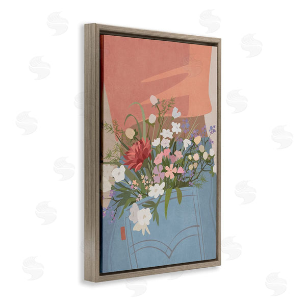 Stupell Industries Nataly White | Flowers In Jeans Pocket Wall Art