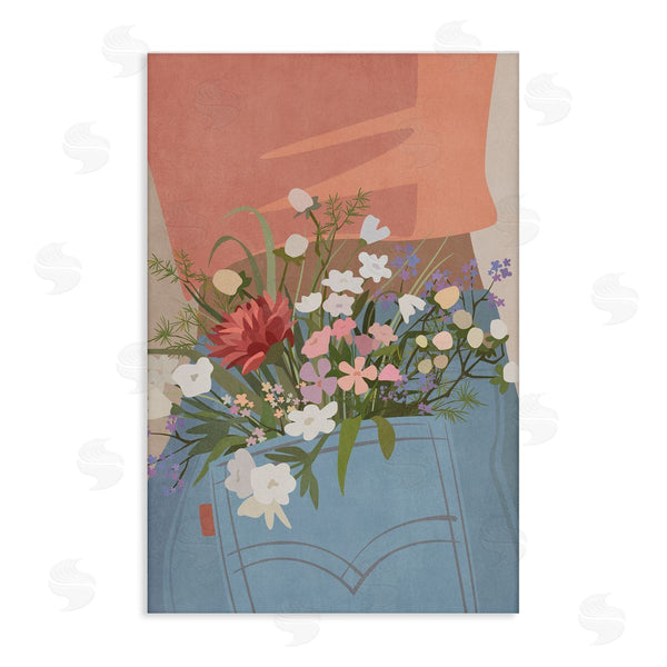 stupell industries Nataly White | Flowers in Jeans Pocket Wall Art