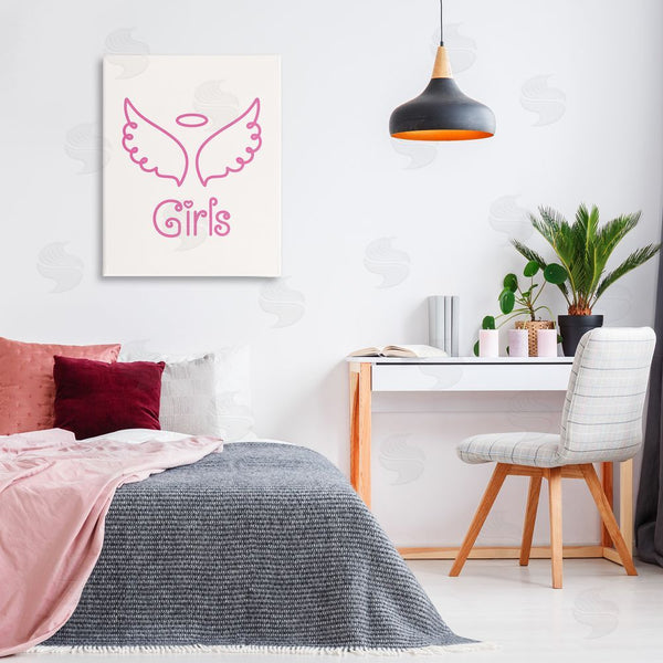Stupell Industries Nataly White | Minimal Angel Girls Wall Art