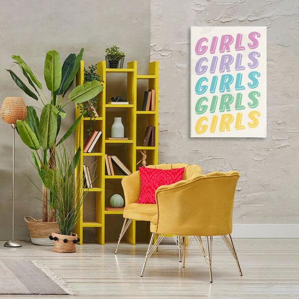 Stupell Industries Nataly White | Pastel Retro Girls Text Wall Art