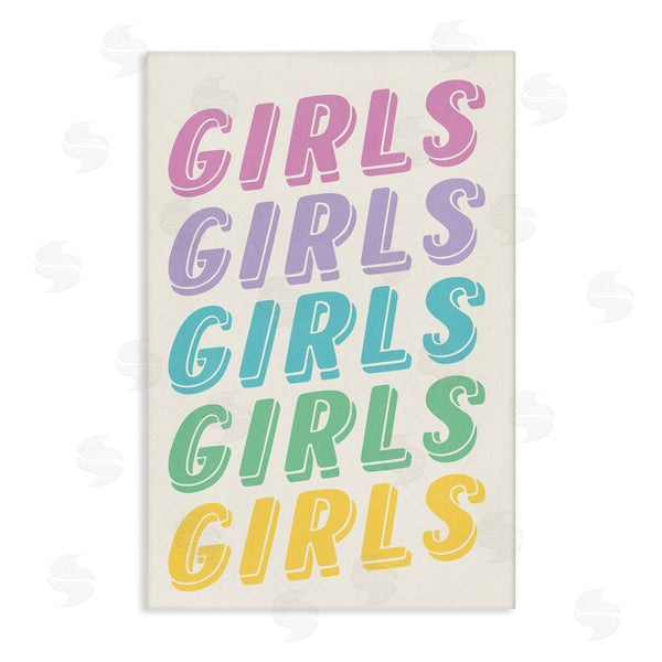 stupell industries Nataly White | Pastel Retro Girls Text Wall Art