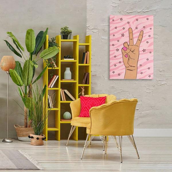 Stupell Industries Nataly White | Peace Hand & Stars Pattern Wall Art