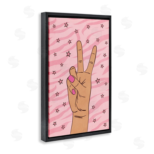 Stupell Industries Nataly White | Peace Hand & Stars Pattern Wall Art