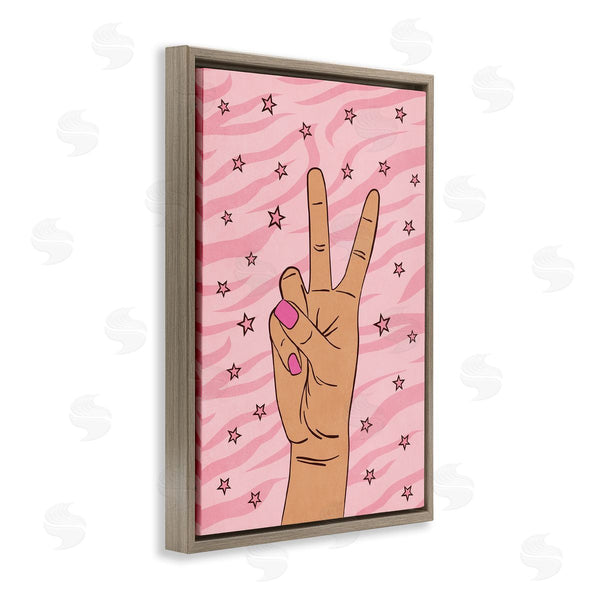 Stupell Industries Nataly White | Peace Hand & Stars Pattern Wall Art