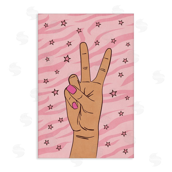 stupell industries Nataly White | Peace Hand & Stars Pattern Wall Art