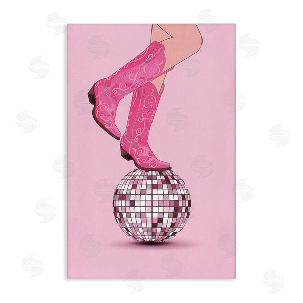 stupell industries Nataly White | Pink Cowgirl on Disco Ball Wall Art