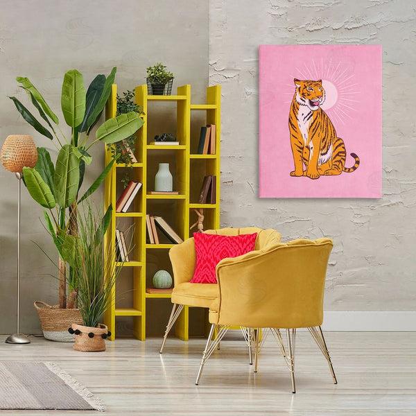 Stupell Industries Nataly White | Preppy Tiger On Pink Wall Art
