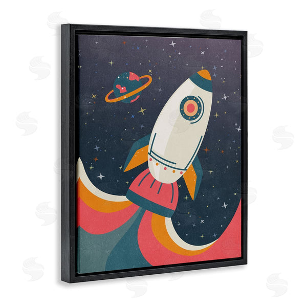 Stupell Industries Nataly White | Retro Space Rocket Wall Art