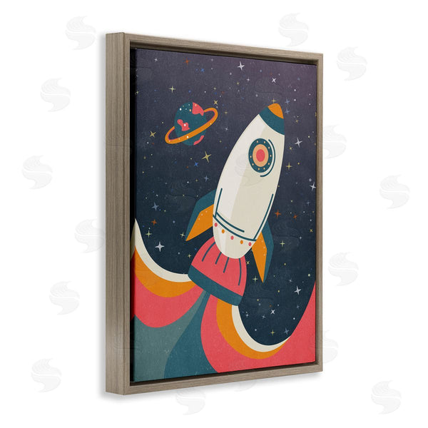 Stupell Industries Nataly White | Retro Space Rocket Wall Art