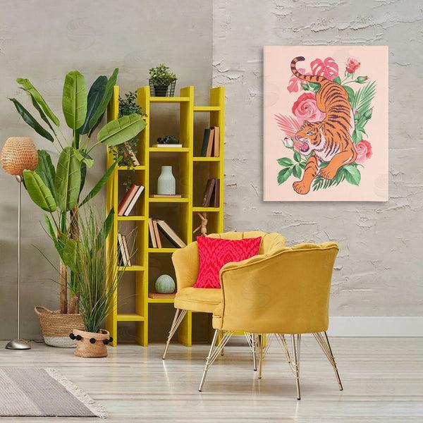 Stupell Industries Nataly White | Tiger & Tropical Roses Wall Art