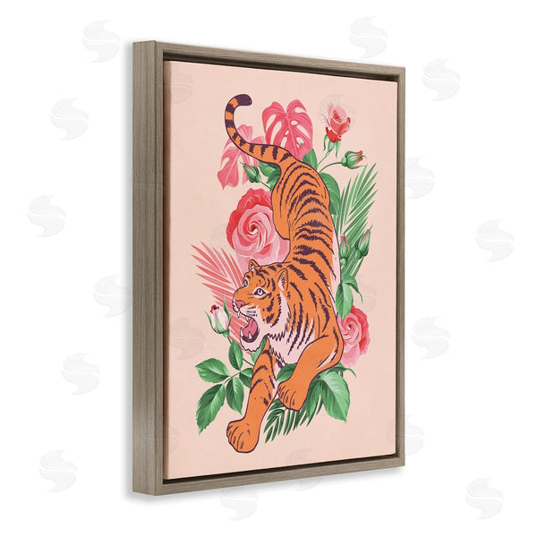 Stupell Industries Nataly White | Tiger & Tropical Roses Wall Art