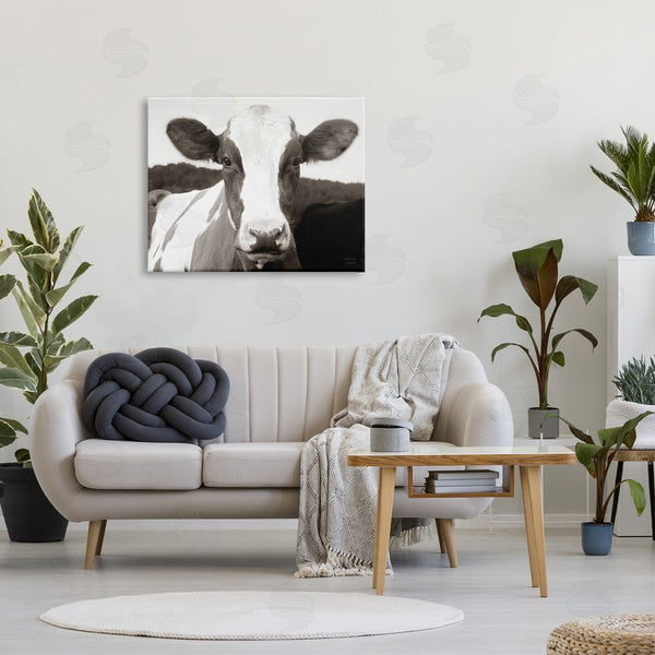 Stupell Industries Nathan Larson | Cow Portrait Farm Landscape Wall Art