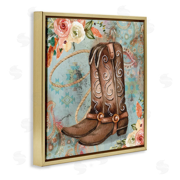 Stupell Industries ND Art | Cowboy Boots Western Paisley Florals