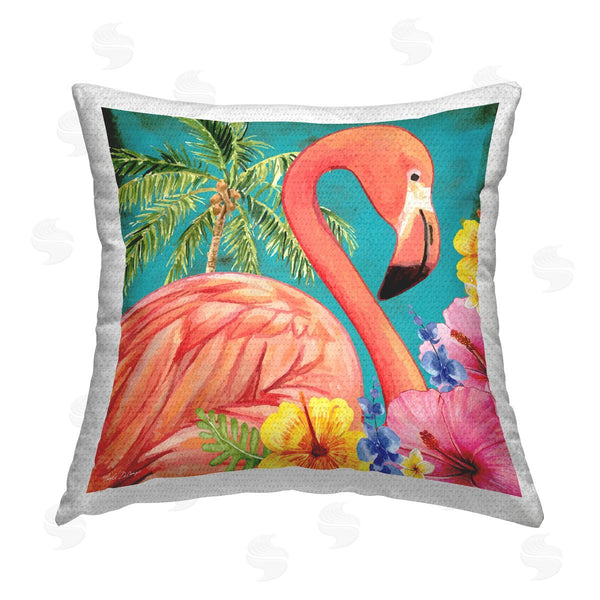 Stupell Industries ND Art | Flamingo With Summer Plants Printed Throw Pillow