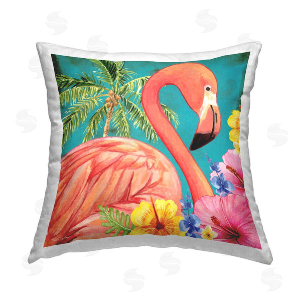 stupell industries ND Art | Flamingo with Summer Plants Printed Throw Pillow