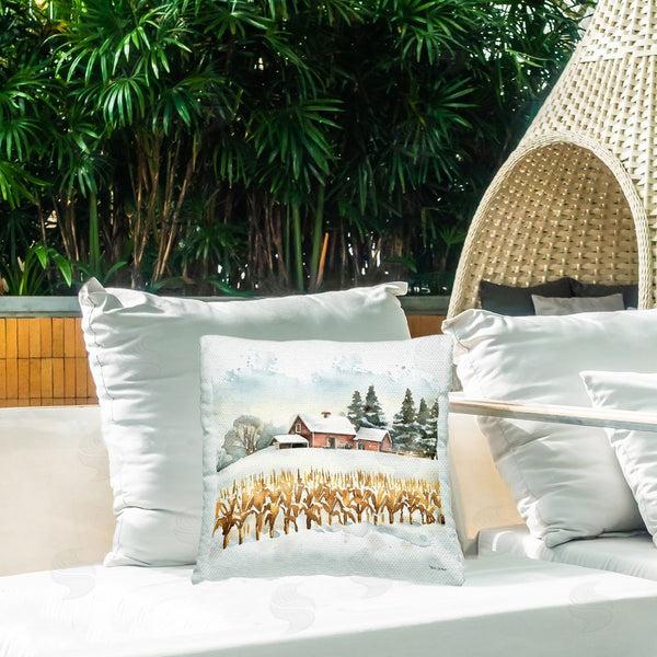 Stupell Industries ND Art | Snowy Wheat Field Farm Printed Throw Pillow