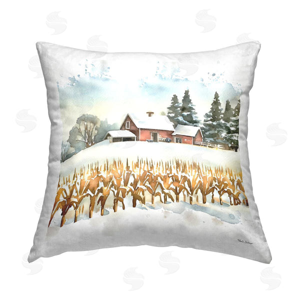 stupell industries ND Art | Snowy Wheat Field Farm Printed Throw Pillow