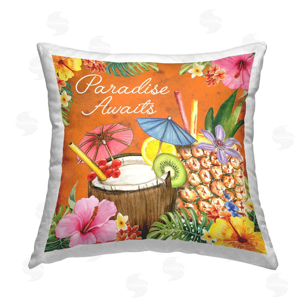 stupell industries ND Art | Tropical Paradise Awaits Printed Throw Pillow