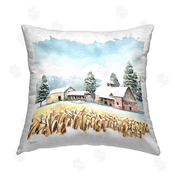 Stupell Industries ND Art | Winter Barn Wheat Field Printed Throw Pillow