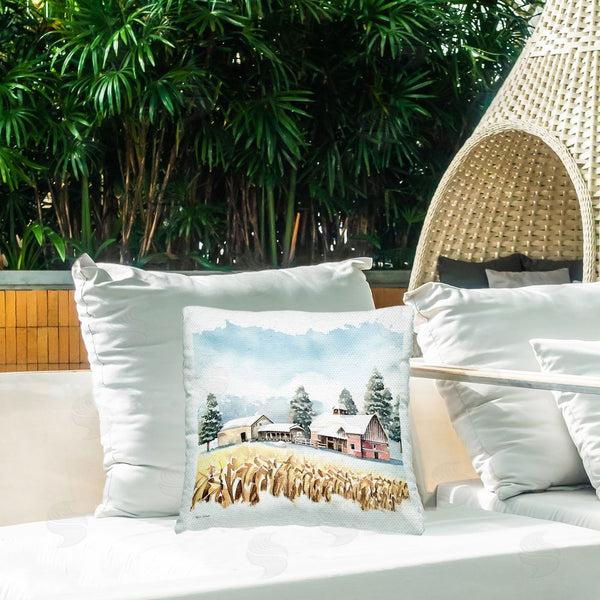 Stupell Industries ND Art | Winter Barn Wheat Field Printed Throw Pillow