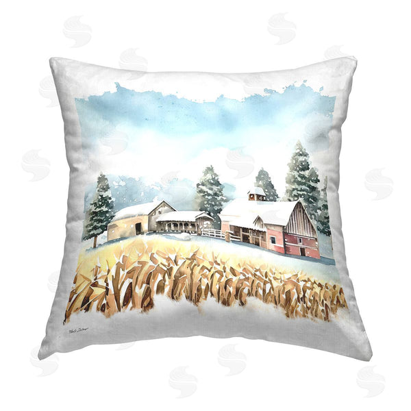 stupell industries ND Art | Winter Barn Wheat Field Printed Throw Pillow