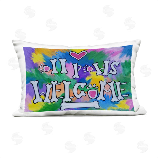 Stupell Industries Nettie Price | All Paws Welcome Phrase Printed Throw Pillow