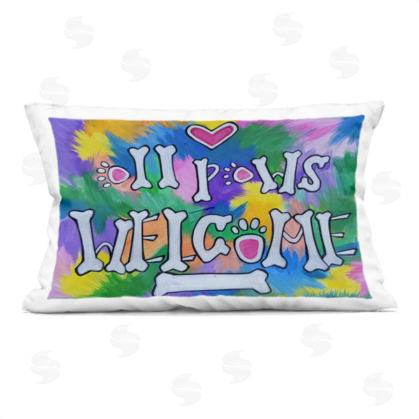 stupell industries Nettie Price | All Paws Welcome Phrase Printed Throw Pillow