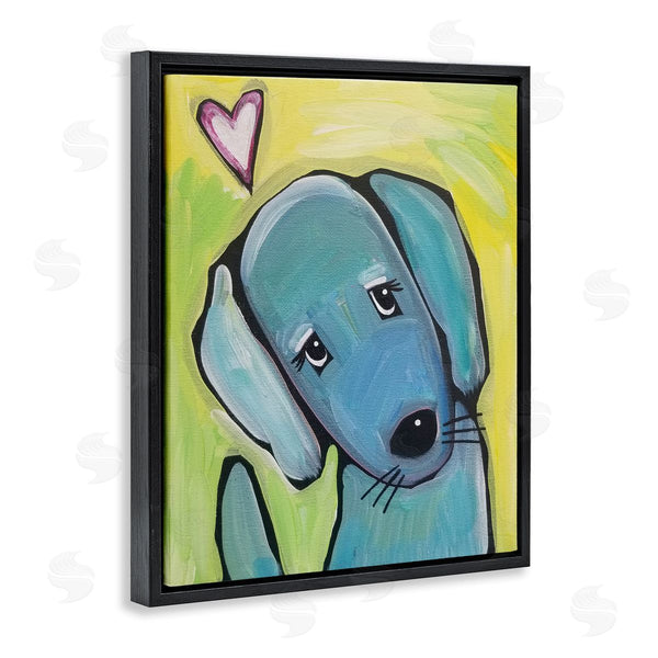 Stupell Industries Nettie Price | Blue Puppy On Yellow