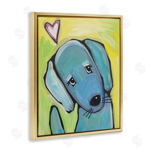 Stupell Industries Nettie Price | Blue Puppy On Yellow