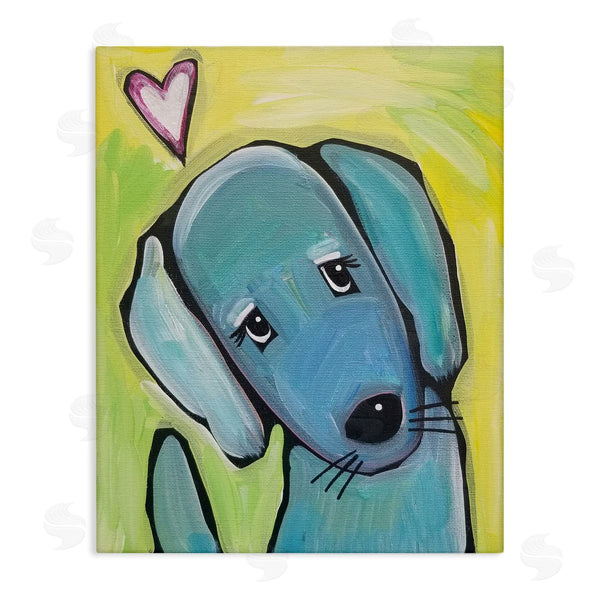 stupell industries Nettie Price | Blue Puppy on Yellow