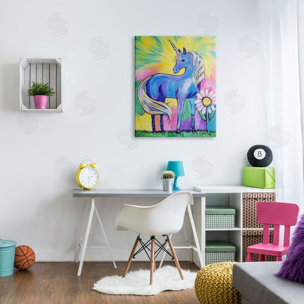 Stupell Industries Nettie Price | Modern Blue Unicorn Wall Art