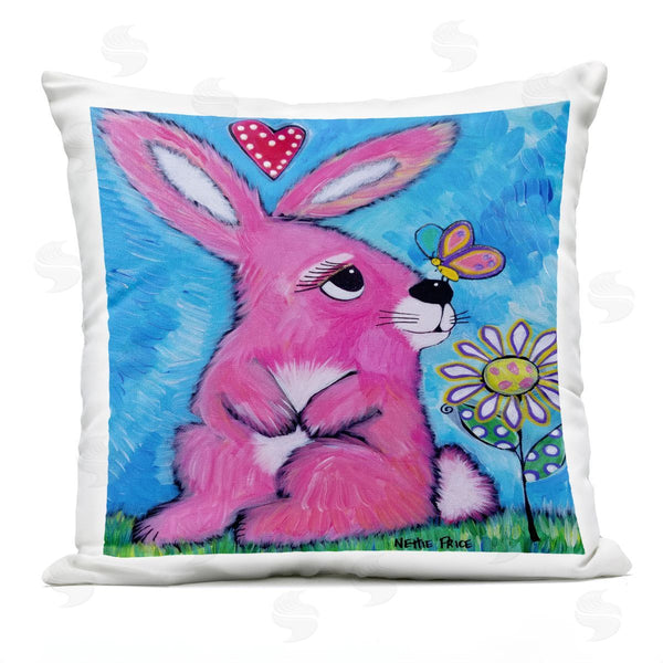 Stupell Industries Nettie Price | Pink Bunny In Nature Printed Throw Pillow