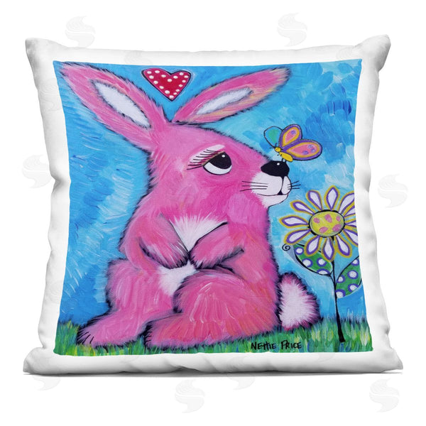 stupell industries Nettie Price | Pink Bunny in Nature Printed Throw Pillow