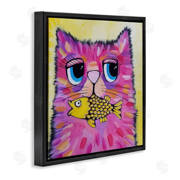 Stupell Industries Nettie Price | Pink Cat & Yellow Fish