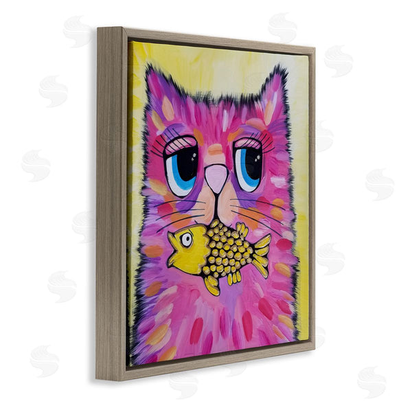 Stupell Industries Nettie Price | Pink Cat & Yellow Fish