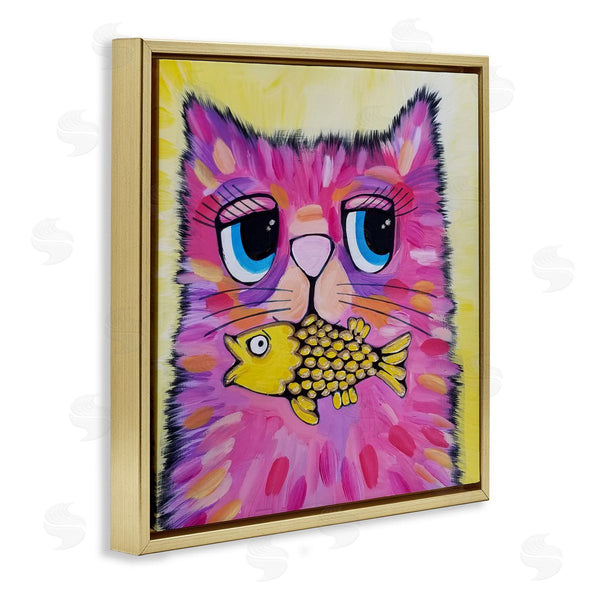 Stupell Industries Nettie Price | Pink Cat & Yellow Fish