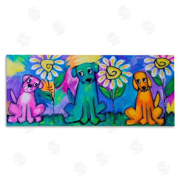 stupell industries Nettie Price | Puppy Trio with Daisies
