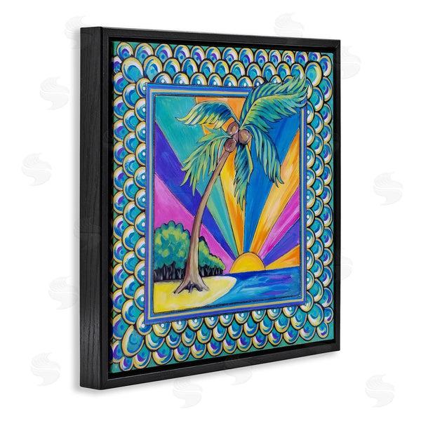 Stupell Industries Nettie Price | Sun Rays & Palm Tree With Border
