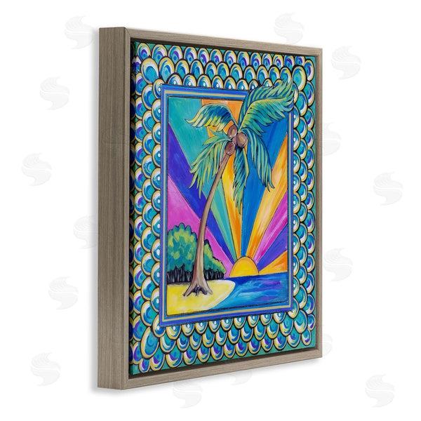 Stupell Industries Nettie Price | Sun Rays & Palm Tree With Border
