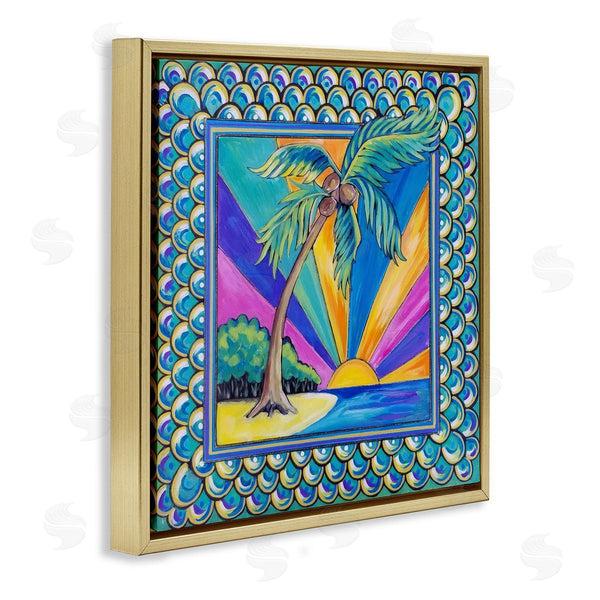 Stupell Industries Nettie Price | Sun Rays & Palm Tree With Border