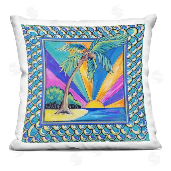 stupell industries Nettie Price | Sun Rays & Palm Tree with Border Printed Throw Pillow