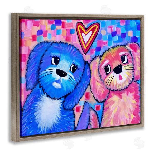 Stupell Industries Nettie Price | Vivid Pink & Blue Puppy Love
