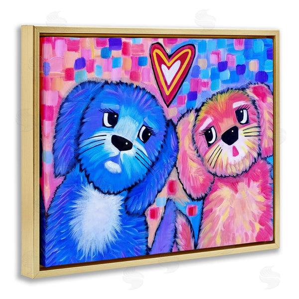Stupell Industries Nettie Price | Vivid Pink & Blue Puppy Love
