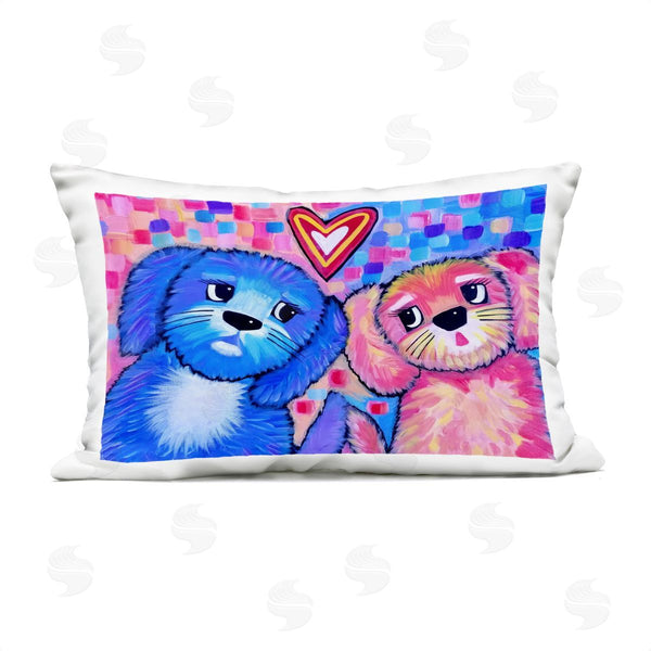 Stupell Industries Nettie Price | Vivid Pink & Blue Puppy Love Printed Throw Pillow