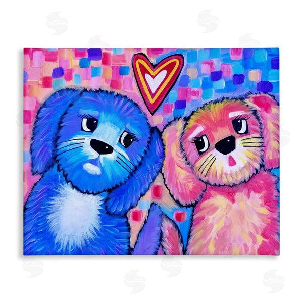 stupell industries Nettie Price | Vivid Pink & Blue Puppy Love